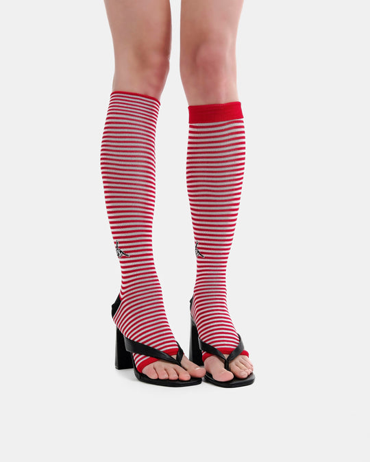 Stripes red&amp;white knee socks