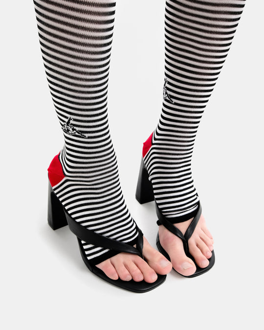 Stripes black&amp;white knee socks